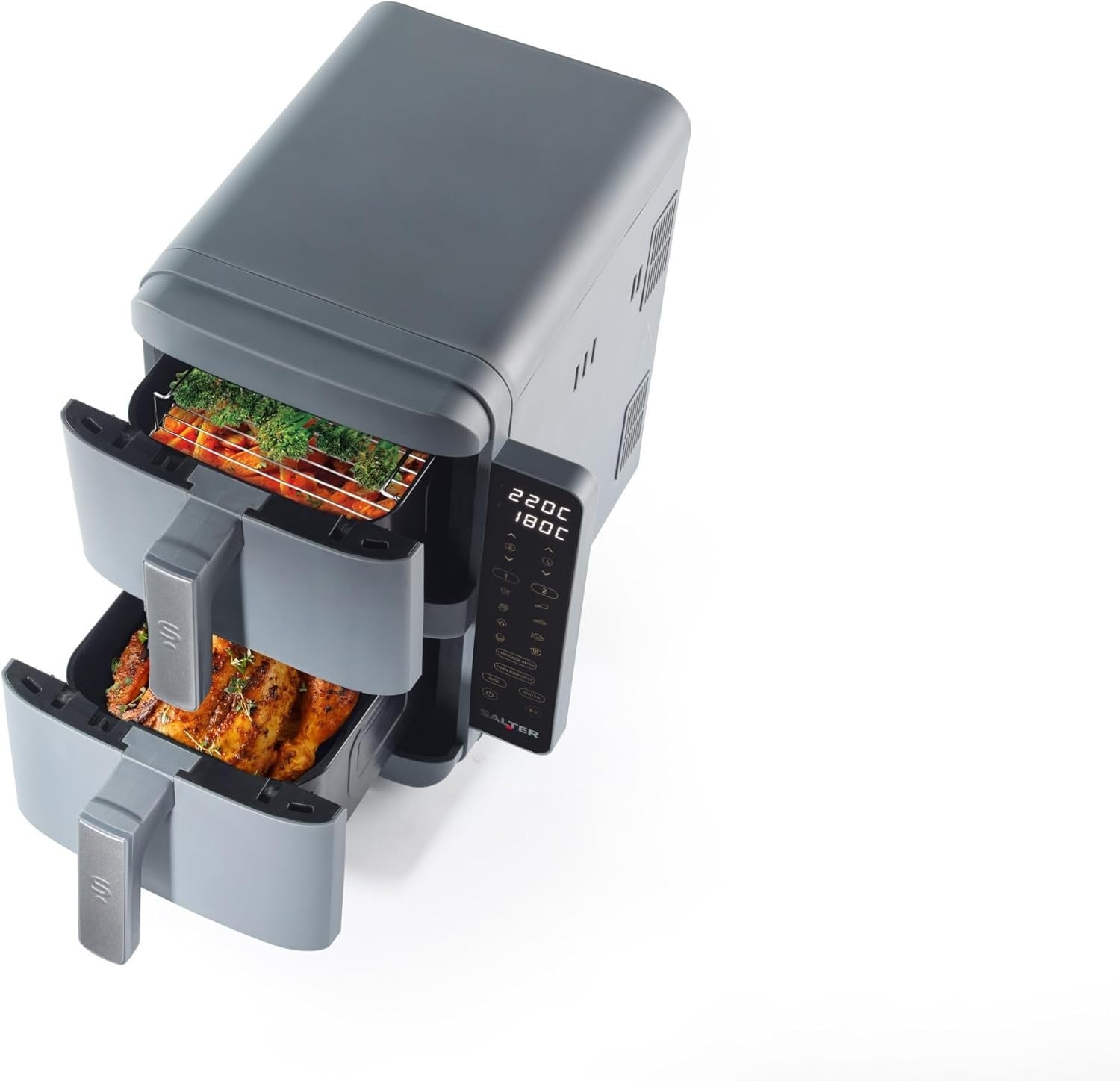 Vertical Dual Drawer Air Fryer 9L  4-Layer Cooking, 9 Presets, Sync/Match, 2400W