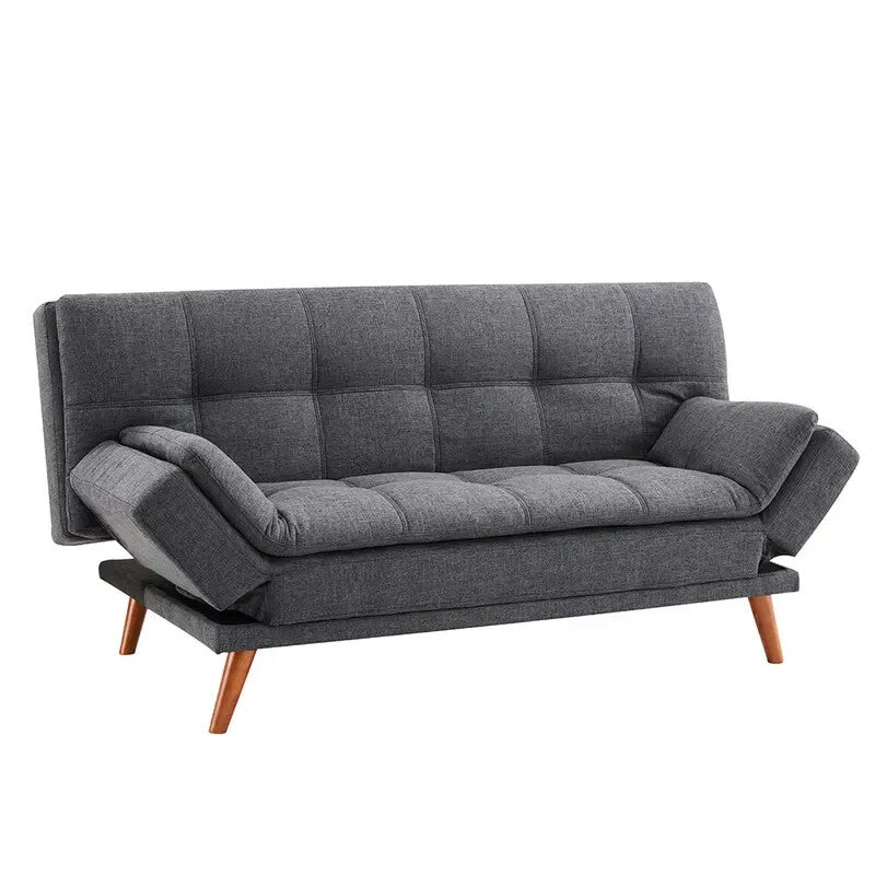 Dark Grey Fabric Sofa Bed 3 Seater with Recline & Adjustable Armrests
