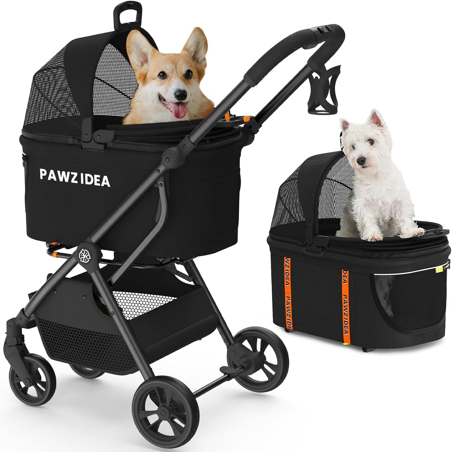 4 in 1 Pet Stroller Dog Cat Pushchair Detachable Carrier Foldable