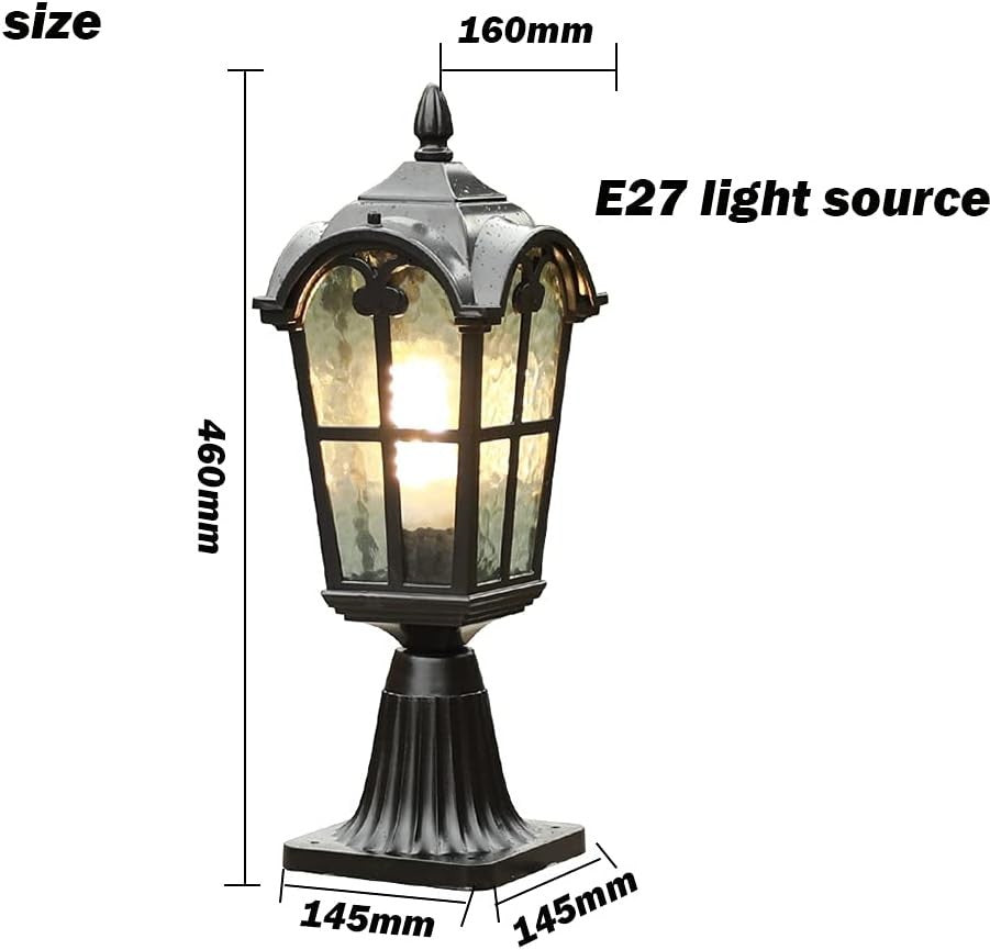 Vintage Outdoor Post Light – Retro Garden Lantern IP55 Weatherproof (B)