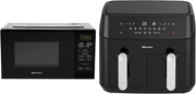 9L Dual Drawer Air Fryer + 20L Microwave Grill Set Temp Probe 60min Black
