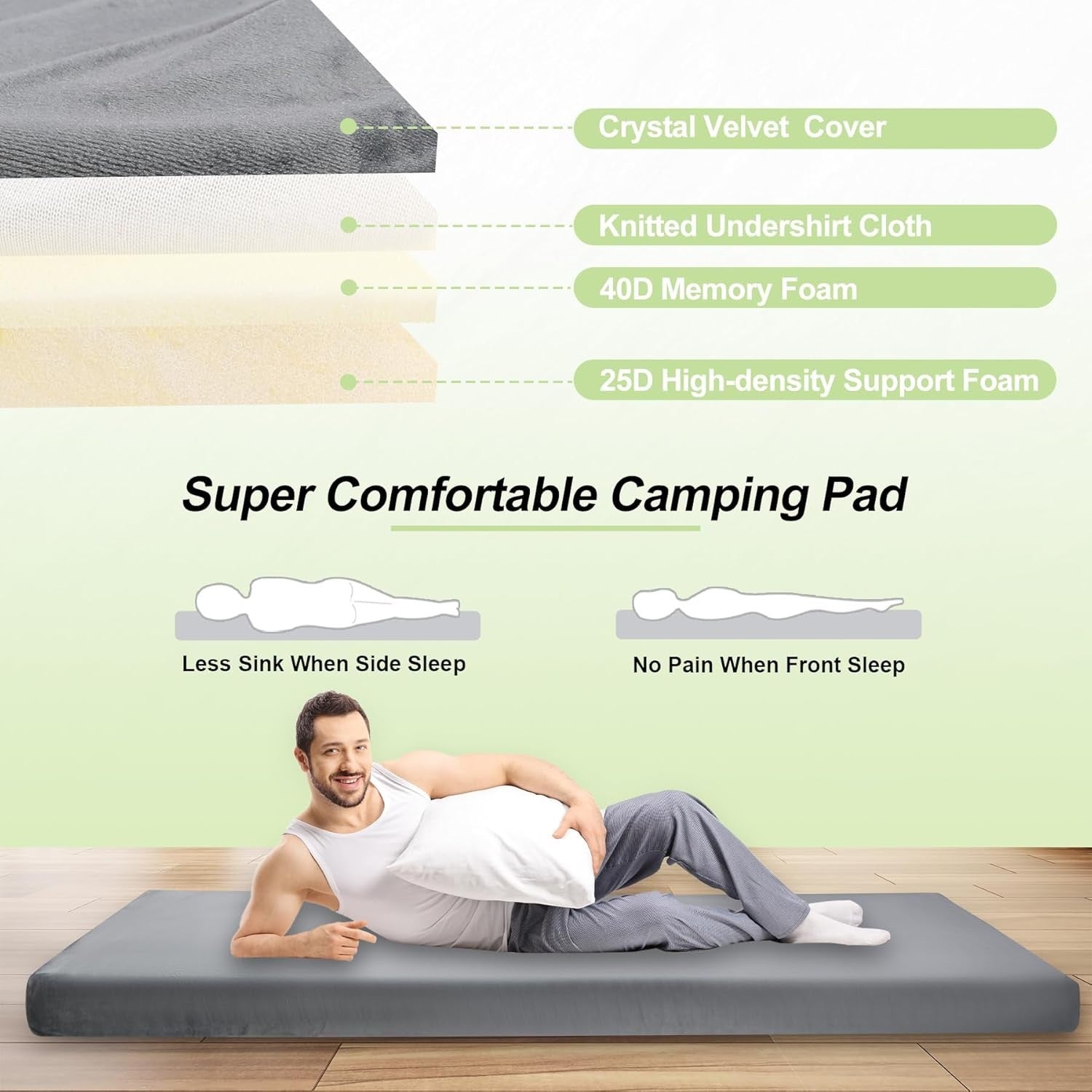 Foldable Memory Foam Camping Mattress Portable Sleeping Pad Indoor Outdoor