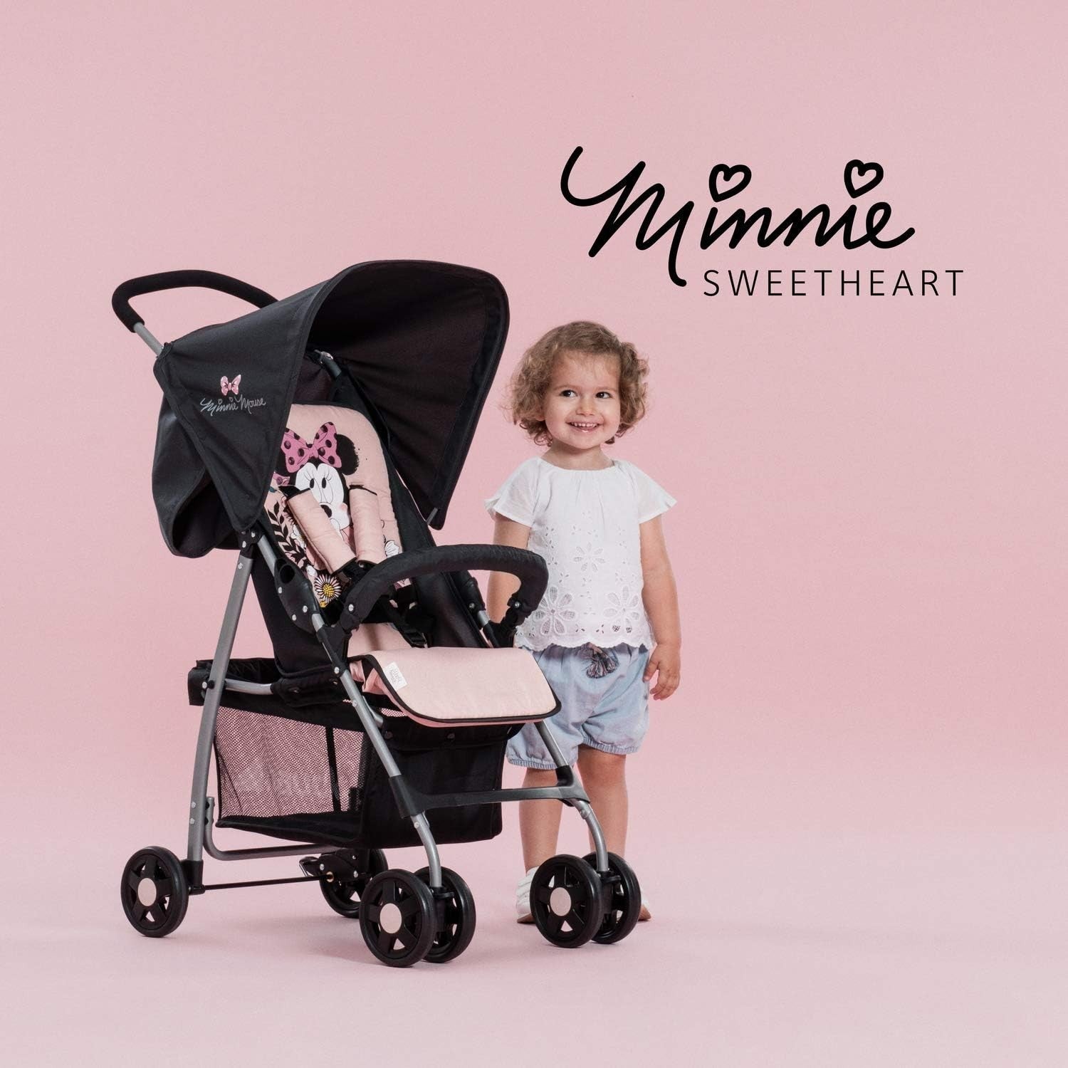 Minnie Sweetheart Lightweight Travel Pushchair 5.9kg Compact Fold Buggy