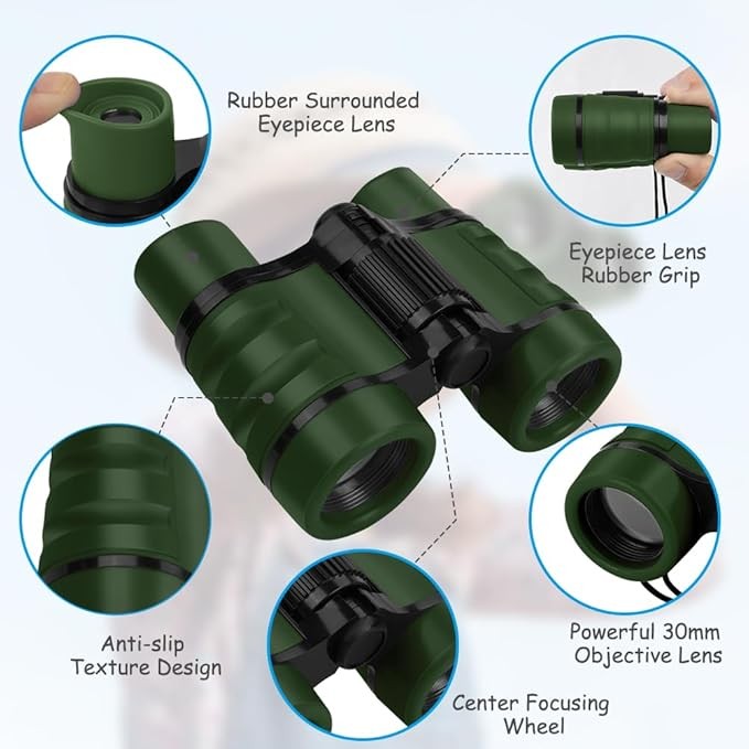 Kids 4x30 Binoculars Outdoor Toys | Shockproof Learning Set for 3–12 Years
