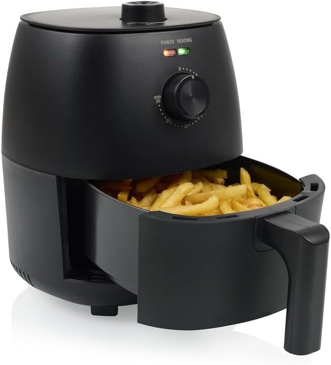 Compact Air Fryer 2L | 1150W Low-Oil Cooking, Bake Roast Fry, Easy Clean, Black