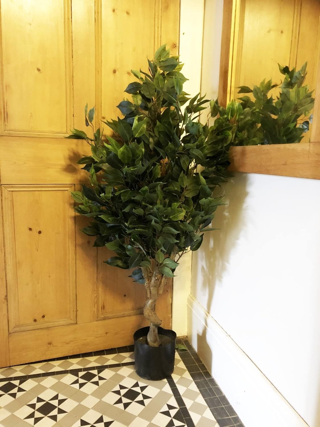 110cm Artificial Ficus Tree Silver Curve Plant with Planter Indoor Home Decor