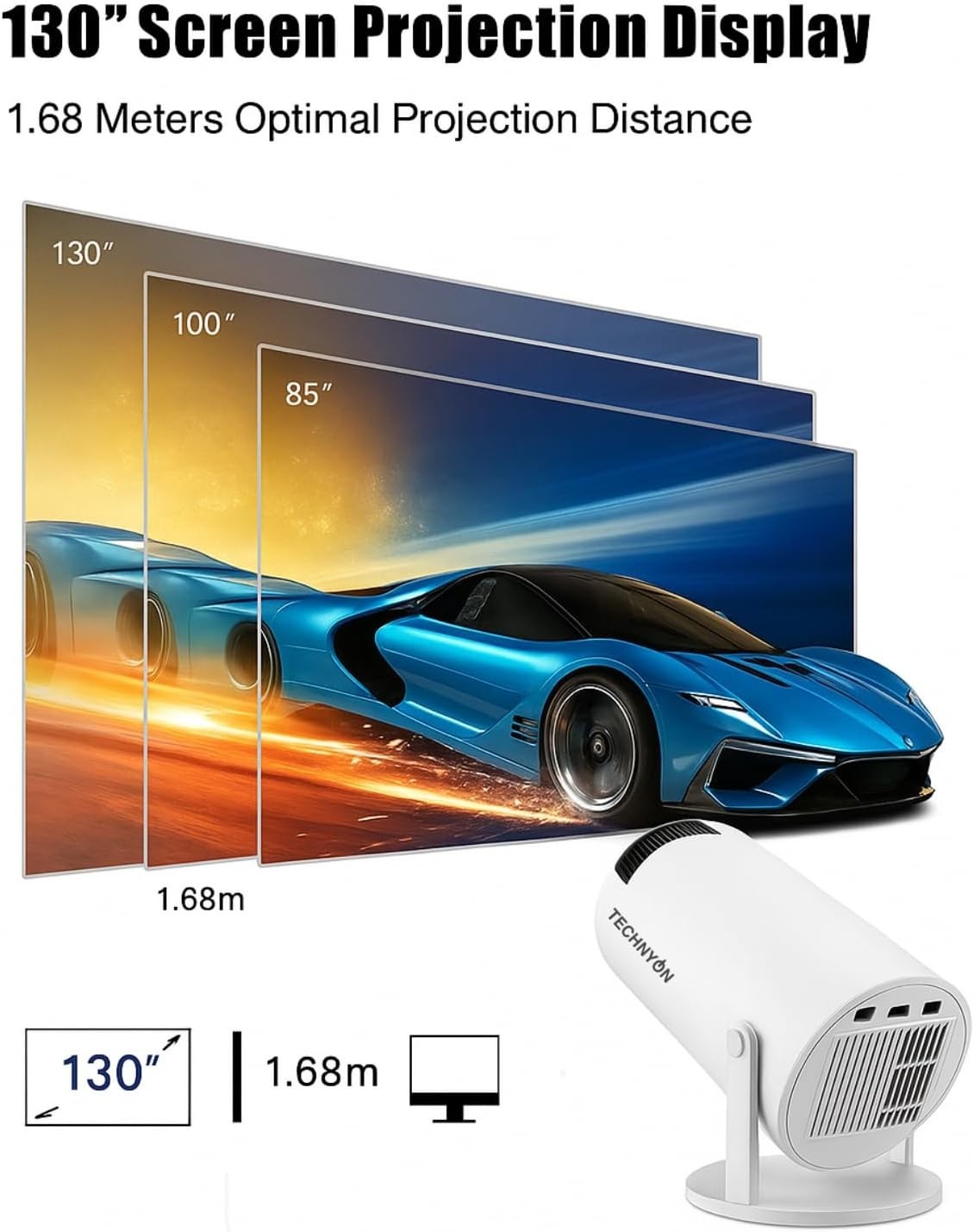 Android WiFi Mini Projector 1080P 4K Support Bluetooth Gaming HDMI