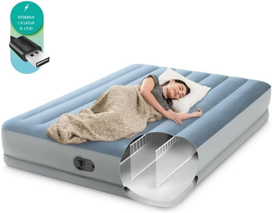 Queen Air Bed USB Pump 36cm High Portable Inflatable Mattress