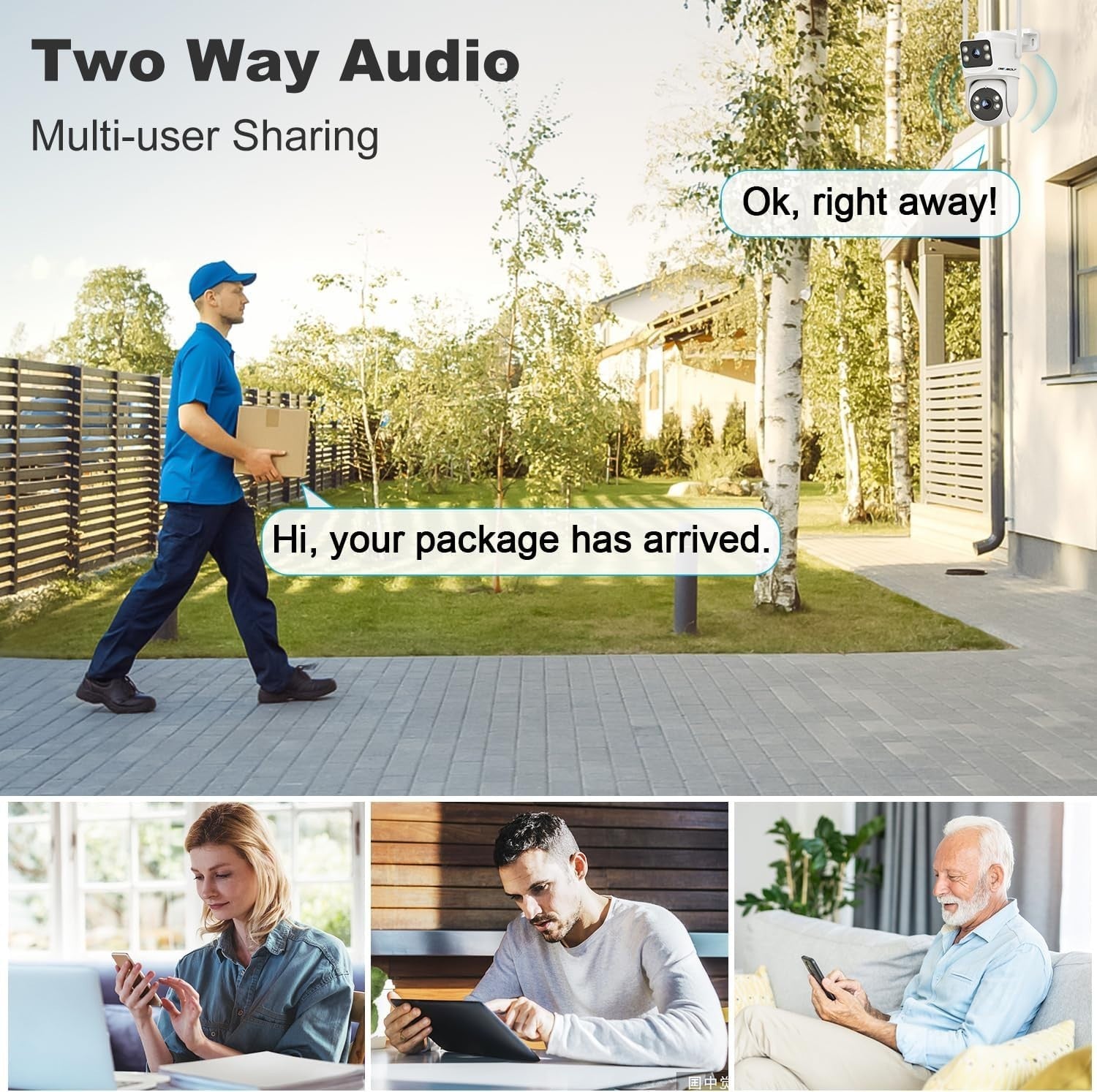 Dual Lens PoE Security Camera Outdoor PTZ Auto Tracking Night Vision