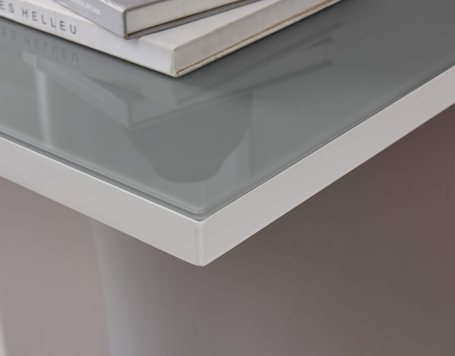 120cm Grey White Console Table – High Gloss Glass Top Modern Hallway Unit