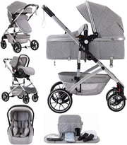 3 in 1 Travel System Pram Pushchair Car Seat Newborn to 4 Years