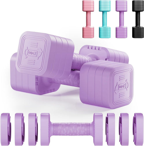 4-in-1 Adjustable Dumbbells Pair 5KG Compact Non-Slip Home Fitness