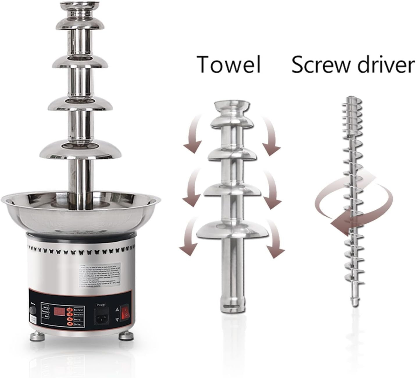 5 Tier Chocolate Fountain Machine Commercial Fondue Waterfall Steel