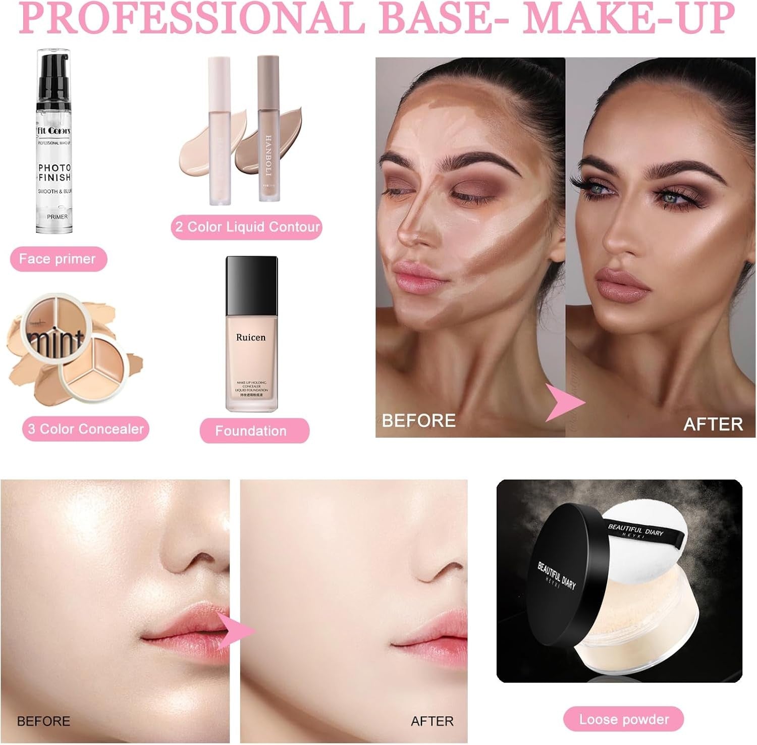 Professional Makeup Kit Full Face Set 40 Colour Eyeshadow Brushes Bag