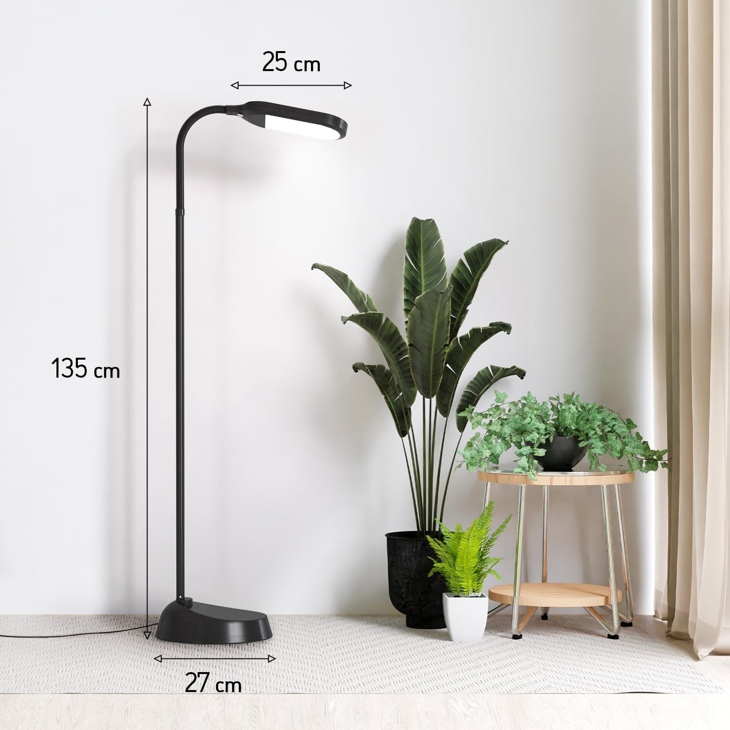 Natural Daylight LED Floor Lamp 12W Adjustable Brightness for Reading