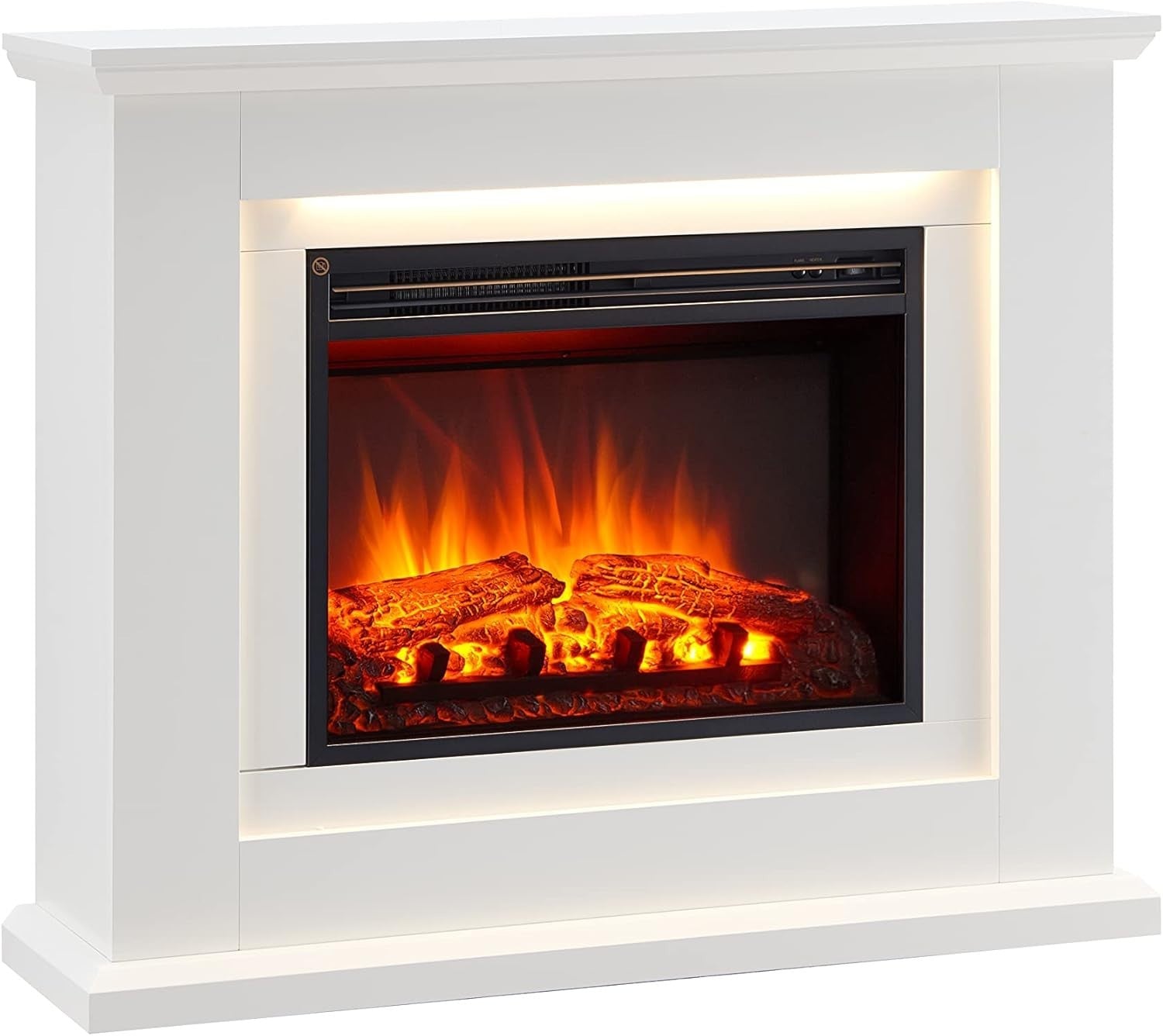 39” White Freestanding Electric Fireplace LED Flame Heater Remote Control