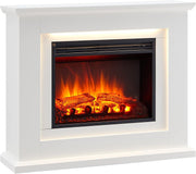39” White Freestanding Electric Fireplace LED Flame Heater Remote Control