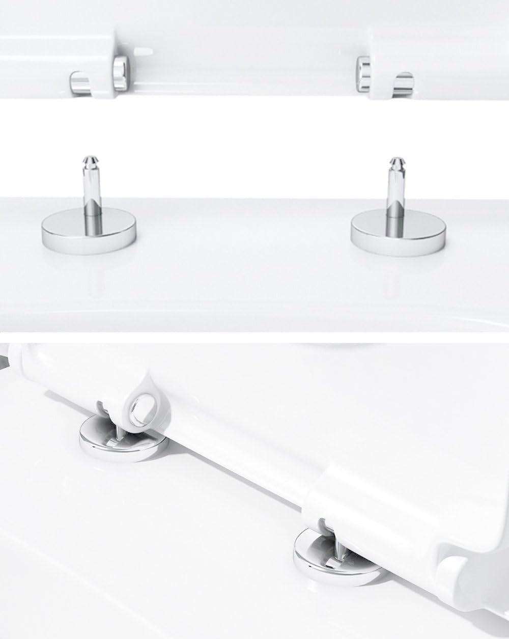 D-Shaped Toilet Seat Full Coverage Quick Release White Gloss 350x460mm