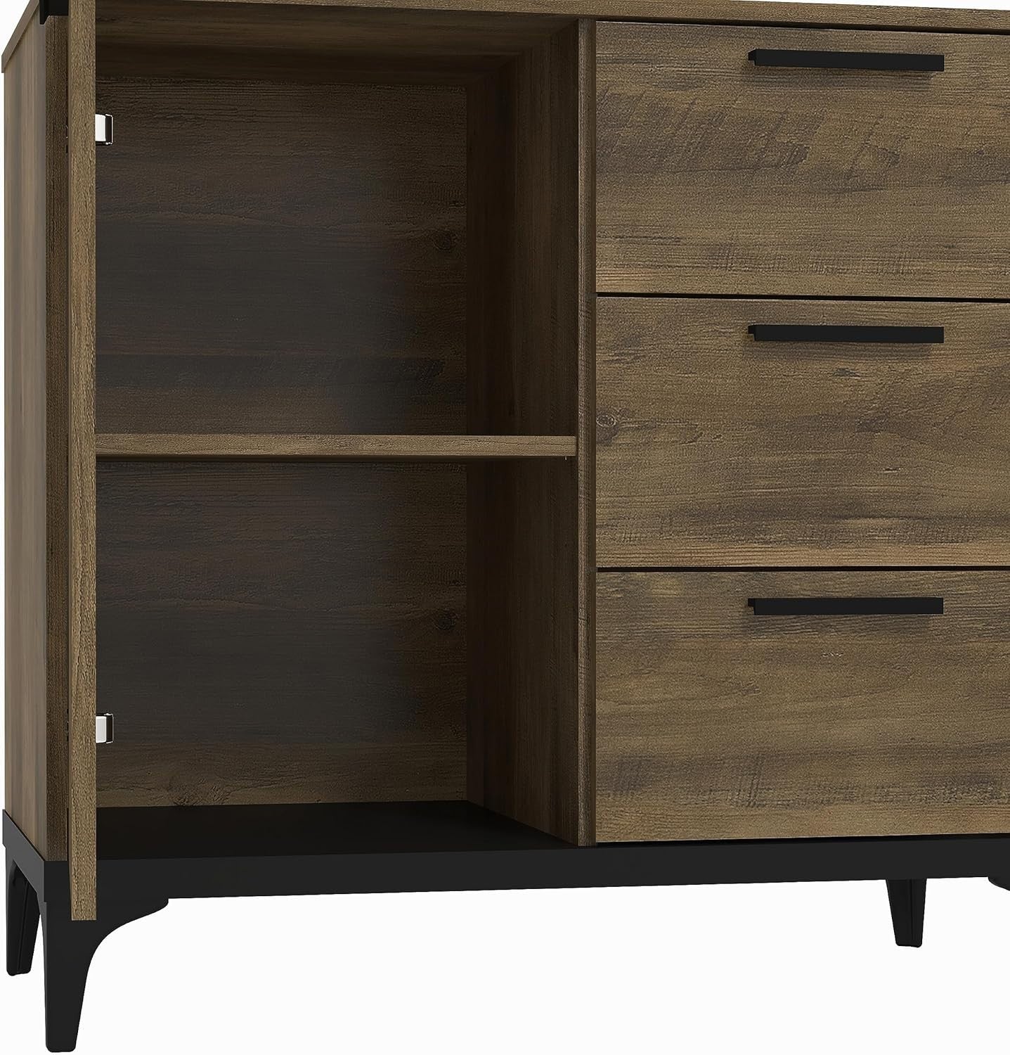 Oak Sideboard Storage Cabinet 1 Door 3 Drawer Adjustable Shelf Unit