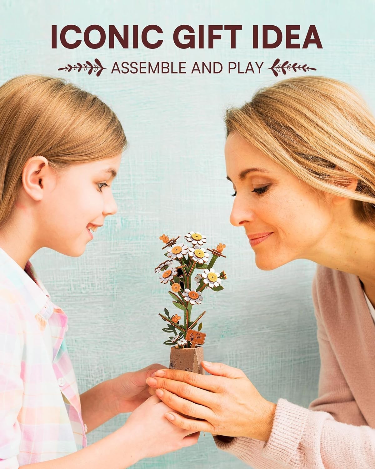 3D Wooden Flower Puzzle Kit Chamomile Home Decor Gift DIY Relaxing Craft