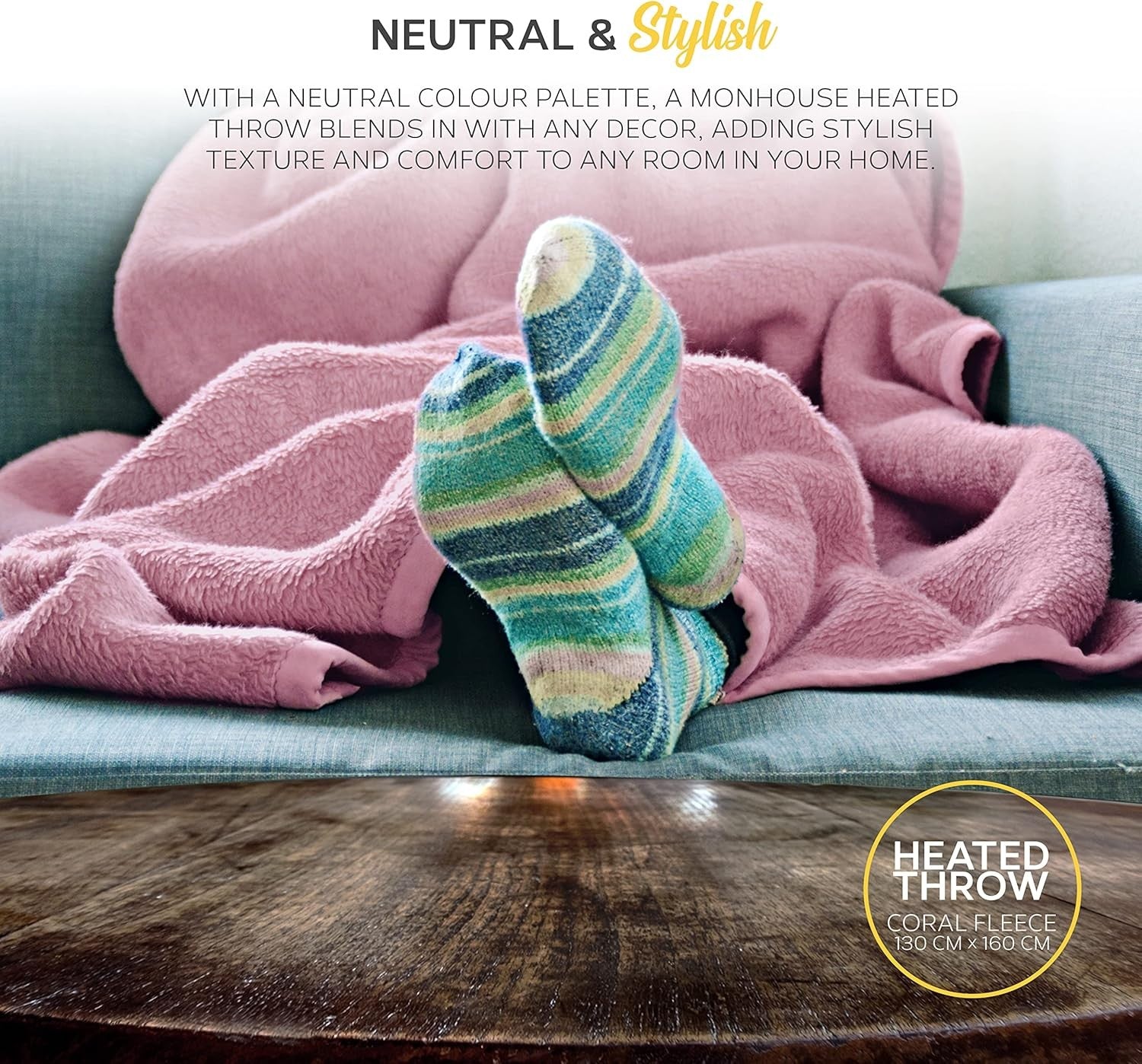 Electric Heated Throw Blanket 130x160cm 9 Heat Levels Timer Washable Pink
