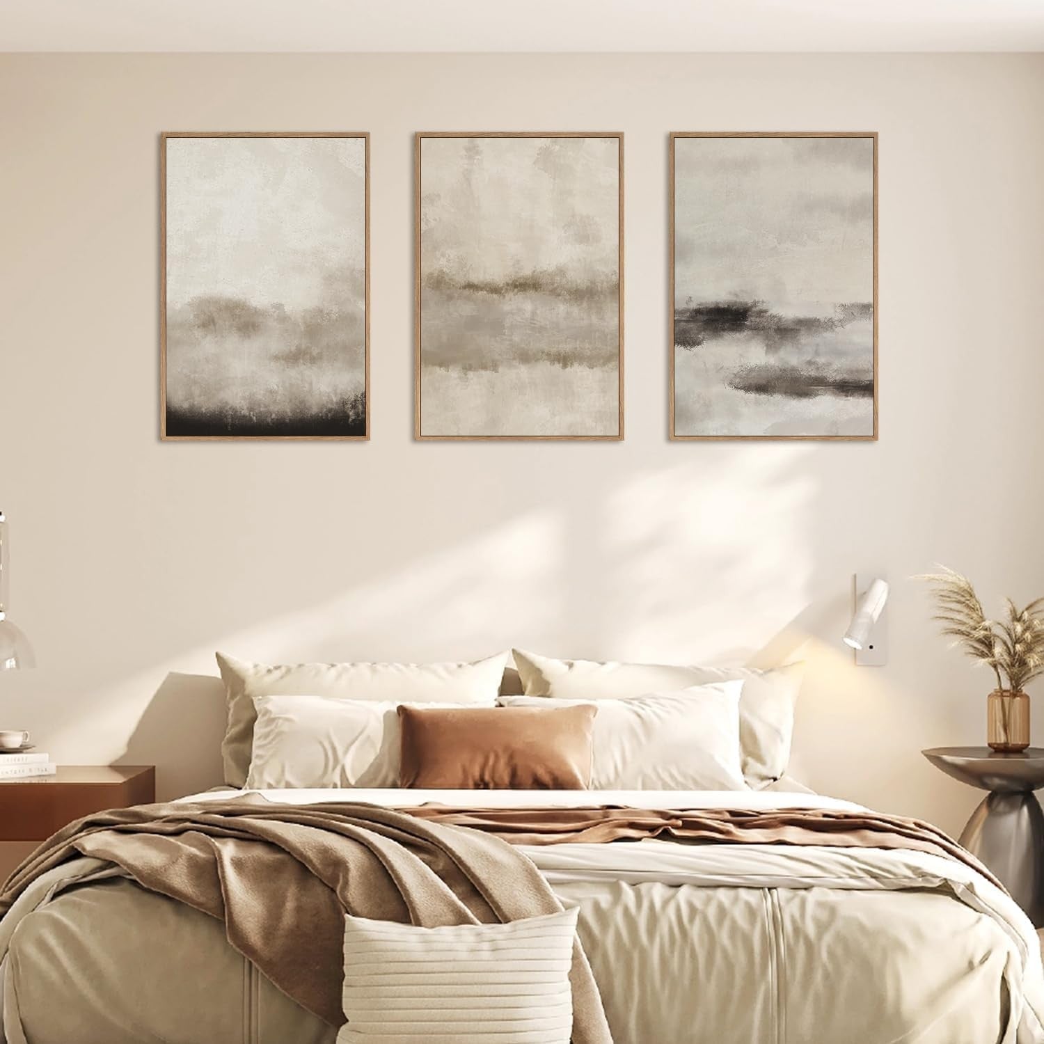 3 Panel Abstract Mountain Canvas Wall Art 30x40cm Framed Set