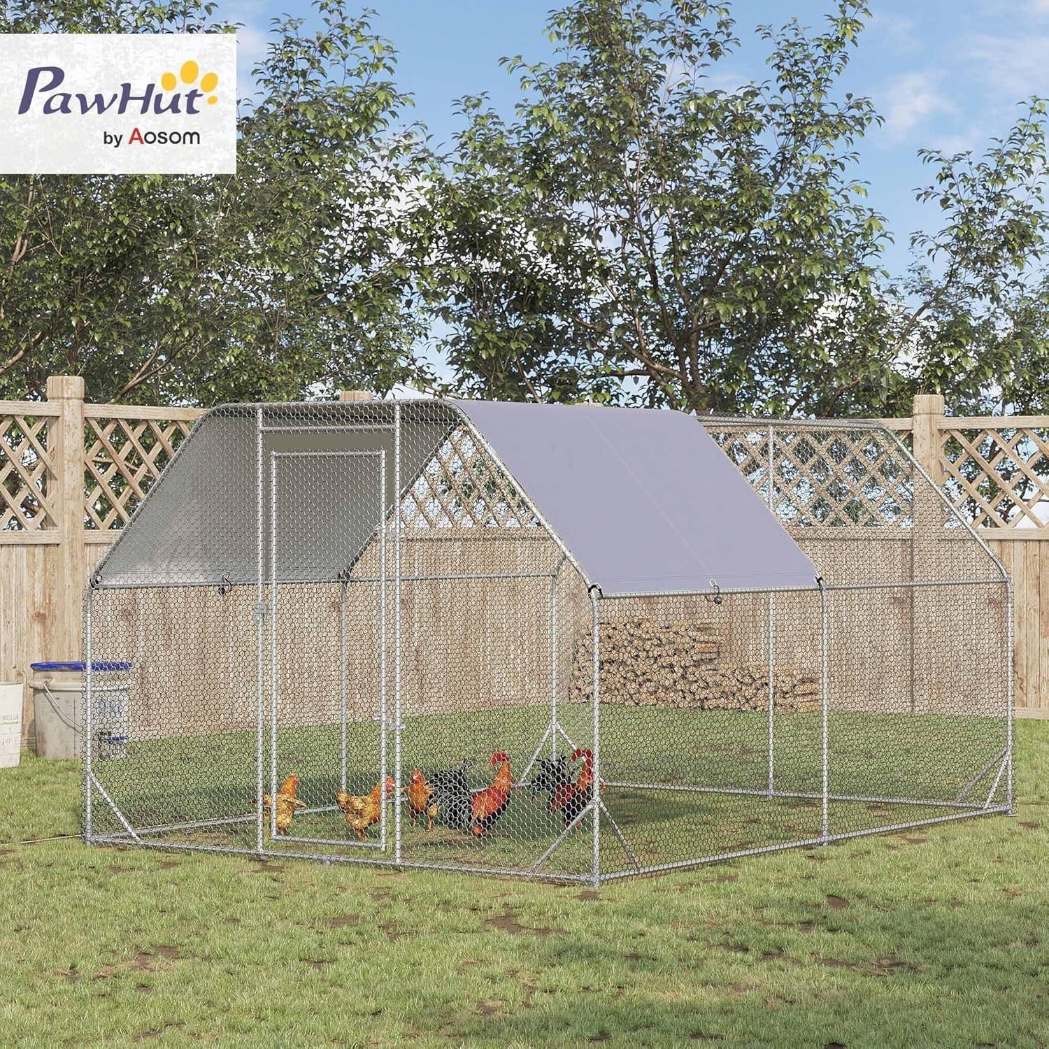 Extra Large Walk In Chicken Run with Roof Lockable Outdoor Enclosure 10–12 Hens