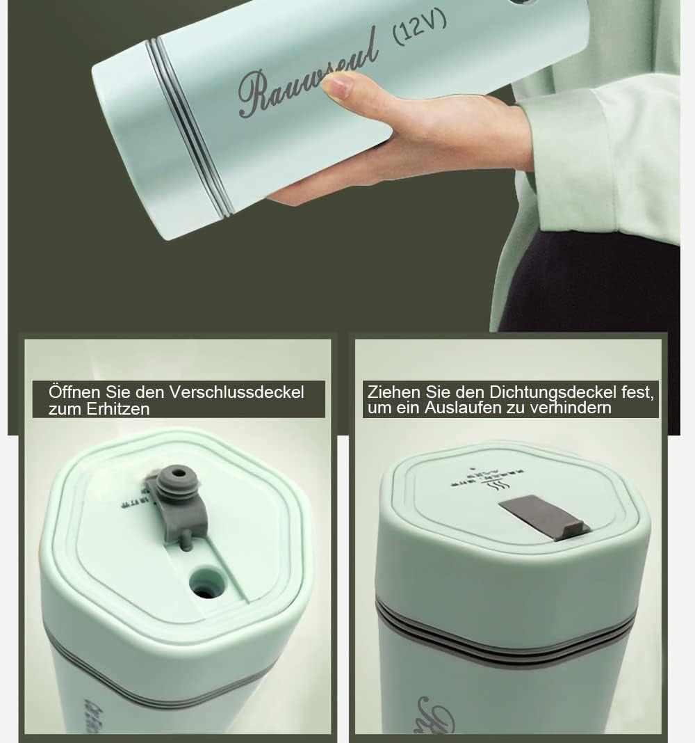 12V Travel Electric Kettle 350ml Car Heating Cup 80W Auto Shut Off