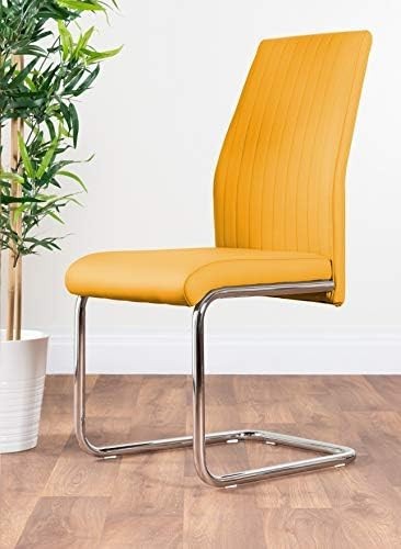 Modern Grey/White Glass Dining Table + 6 Mustard Chairs 160x90x76cm