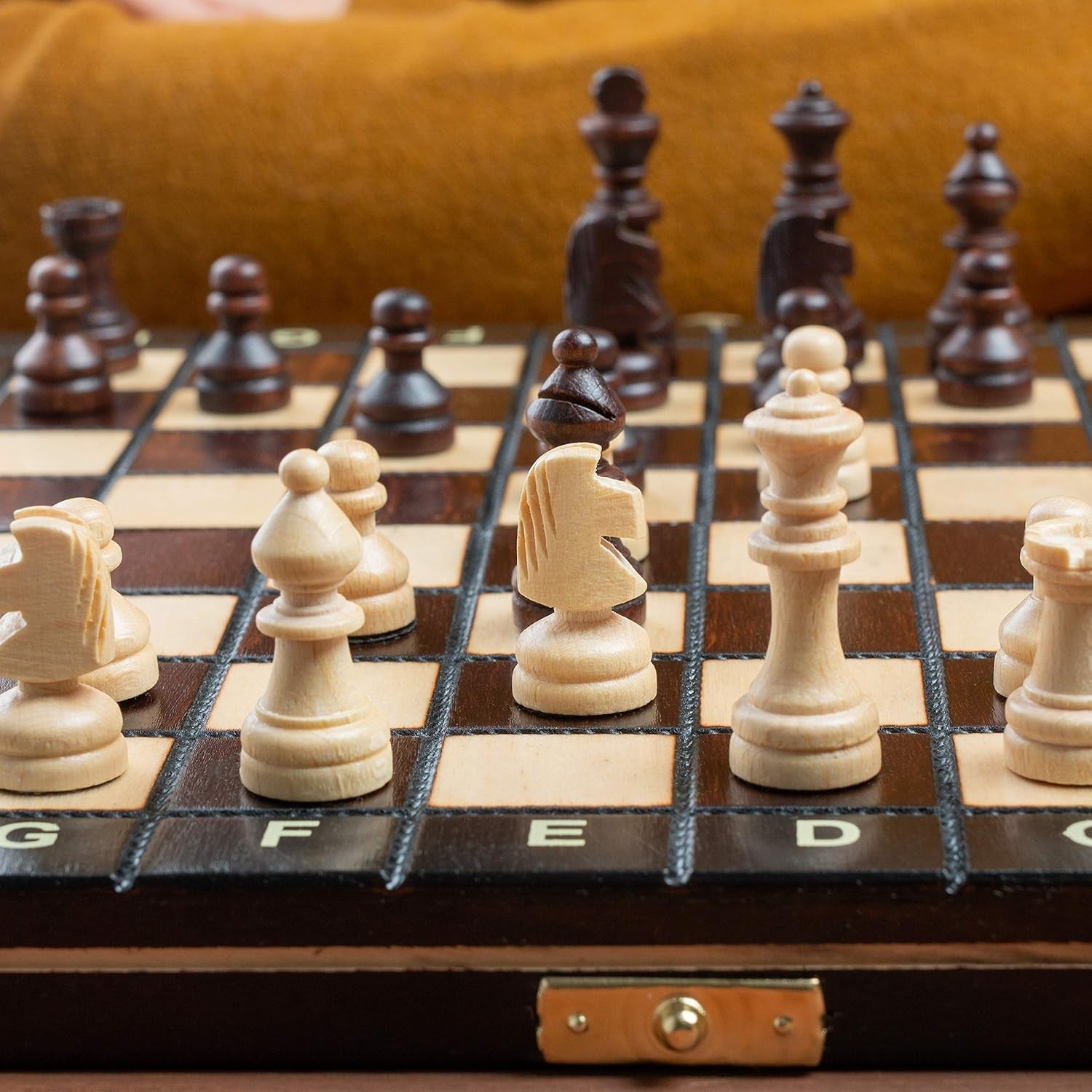 Magnetic 26cm Wooden Chess Set | Portable Folding Travel Board | Handmade Game