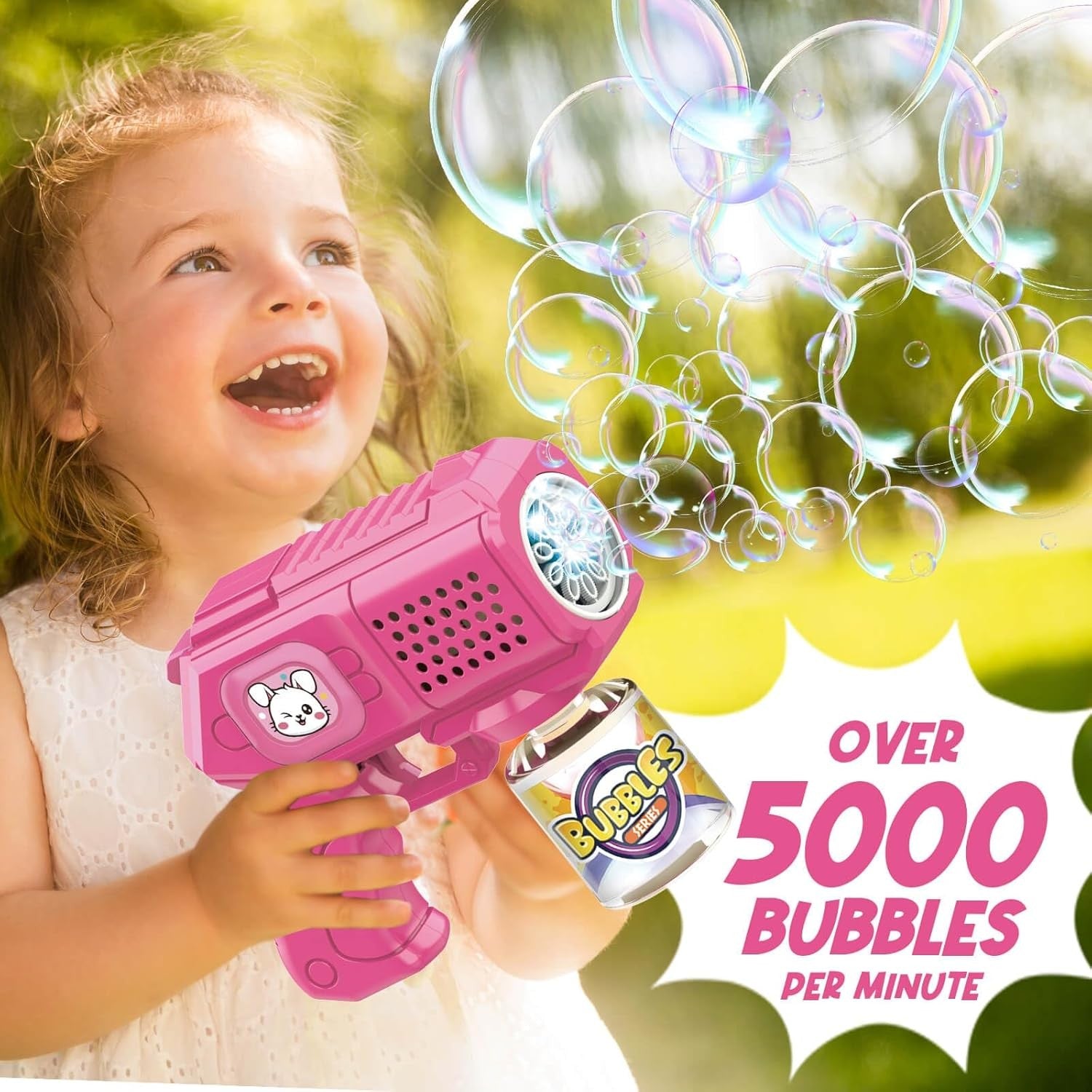3 Pack Light Up Bubble Guns Kids Party Toy Set with Solution