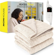 Electric Heated Throw Blanket 130x160cm Shearling 9 Heat Levels Timer Washable