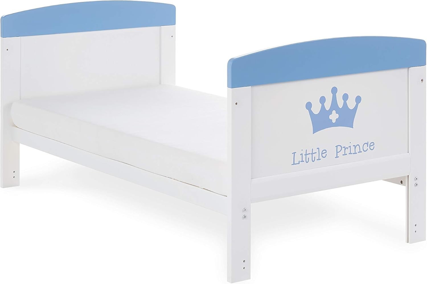Convertible Cot Bed with Adjustable Height Toddler Bed 140x70cm White Blue