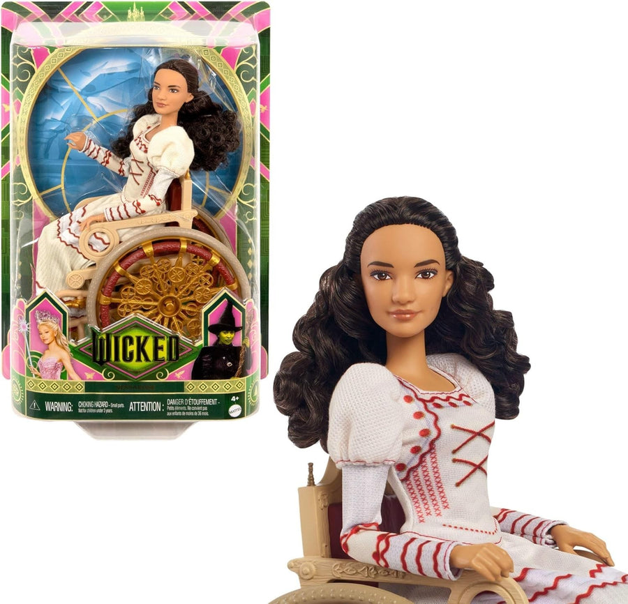 Magic Fashion Doll with Wheelchair Poseable Ballroom Dress Curly Hair