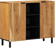 Stylish Acacia Media Storage Cabinet with Dual Doors & Shelves - 90x35x75cm