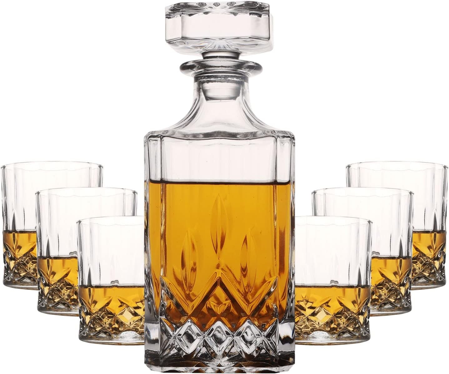 Crystal Whisky Decanter Set 750ml With 6 Glasses Luxury Bar Gift