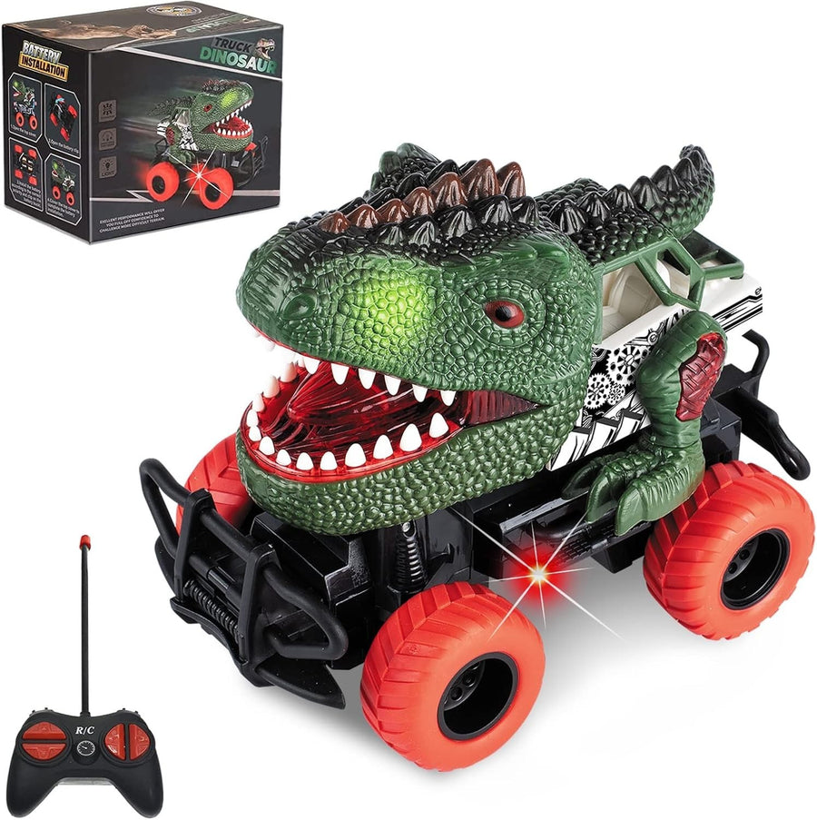 Dinosaur RC Car for Kids 3–8, Remote Control Monster Truck Toy w/ LED Lights
