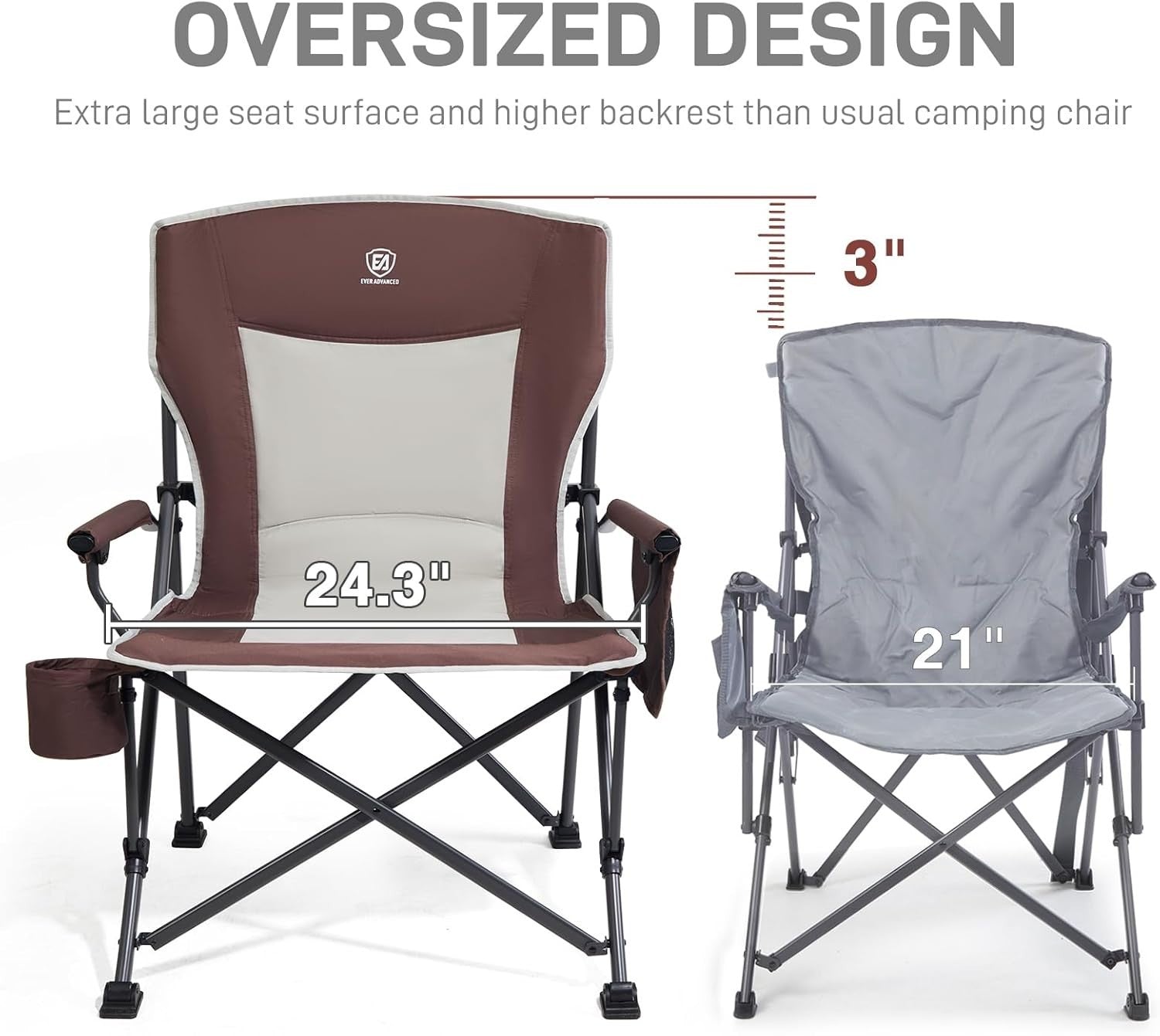 Heavy Duty Folding Camping Chair 230kg Capacity Outdoor Portable Seat Red
