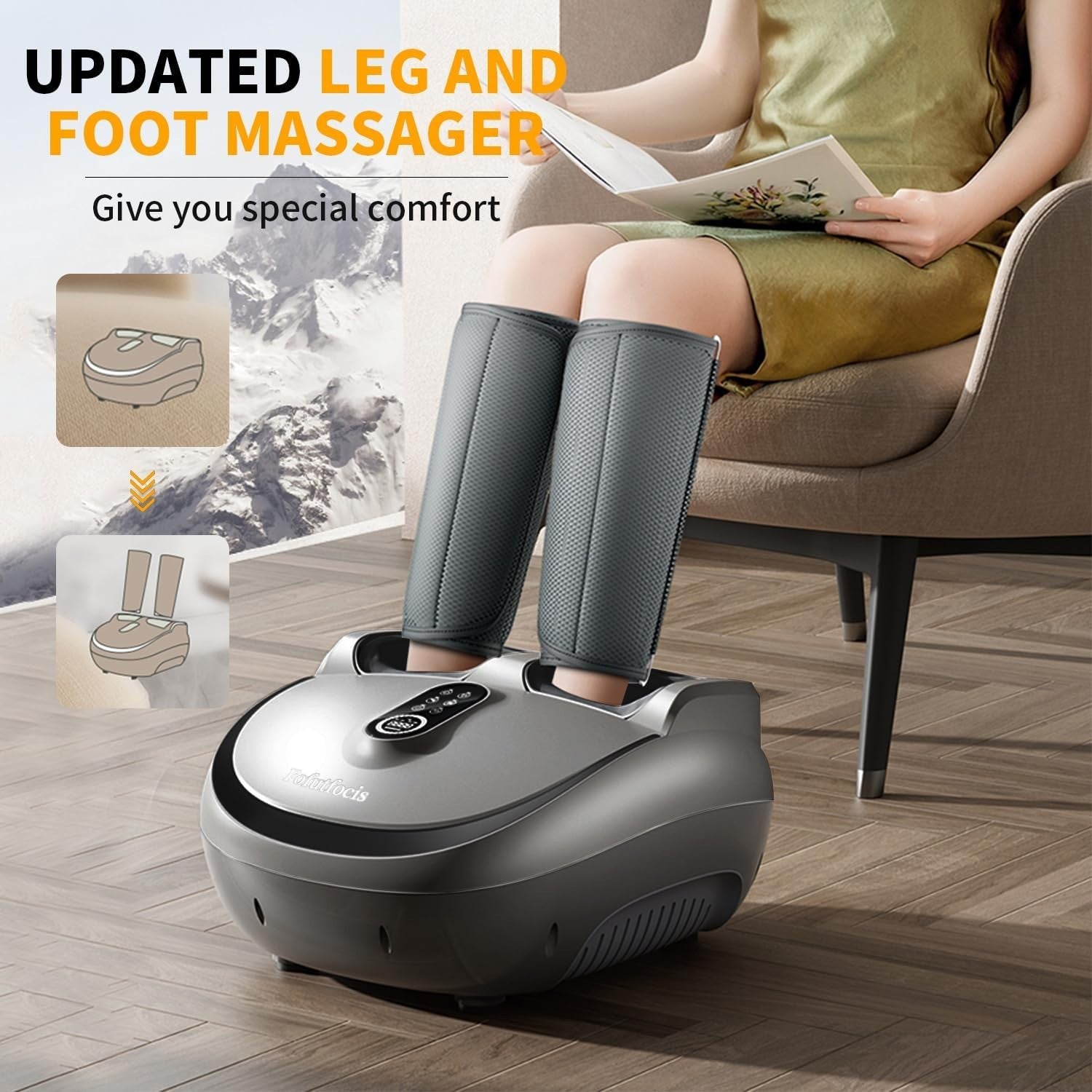 Shiatsu Foot & Calf Massager with Heat, Compression Vibration & Remote Control