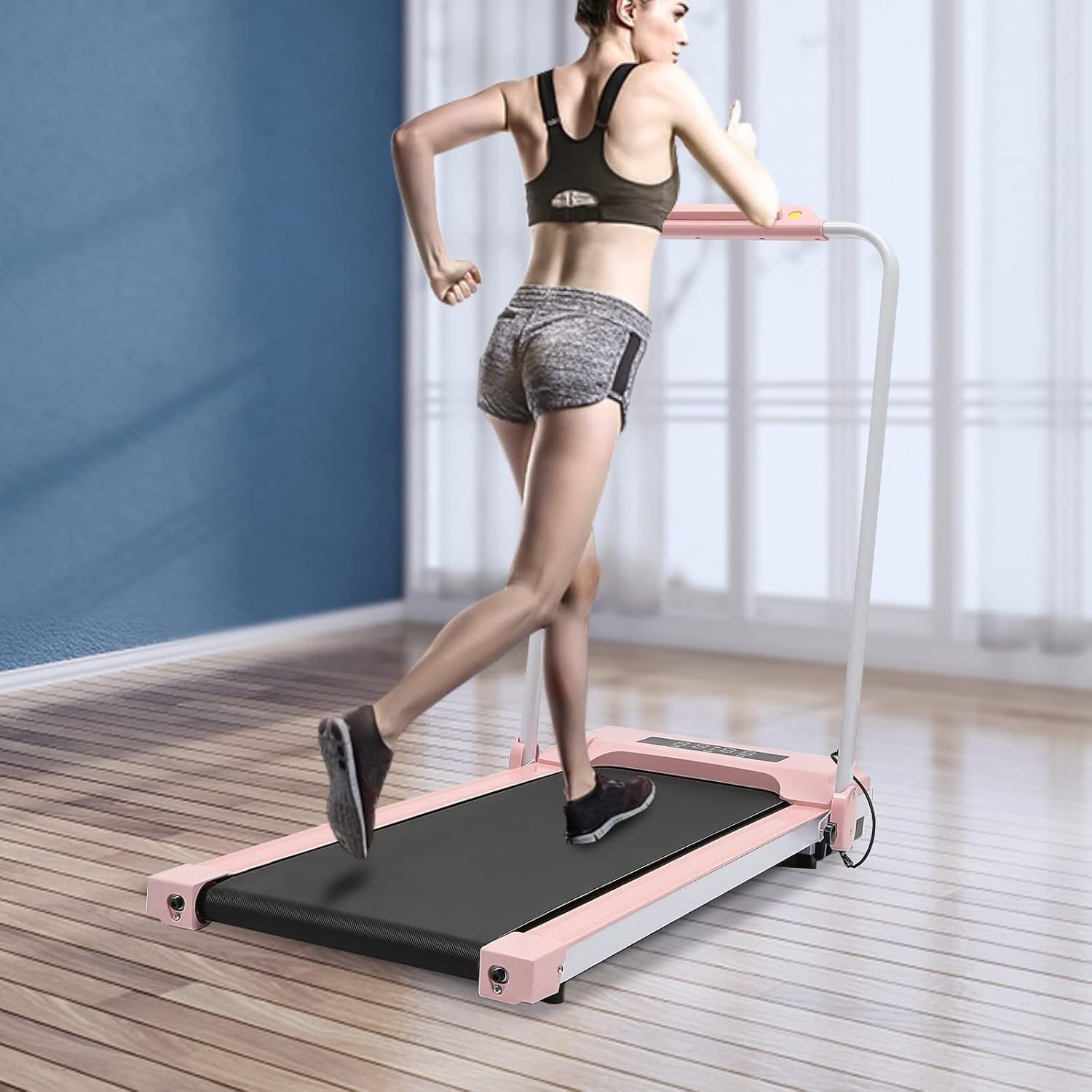 3-in-1 Folding Treadmill Walking Jogging Running Pad LED Display Pink