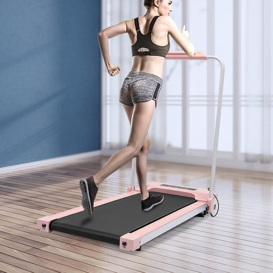 3-in-1 Folding Treadmill Walking Jogging Running Pad LED Display Pink