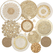 Boho Woven Wall Basket Set 11pcs Rattan Wicker Decor