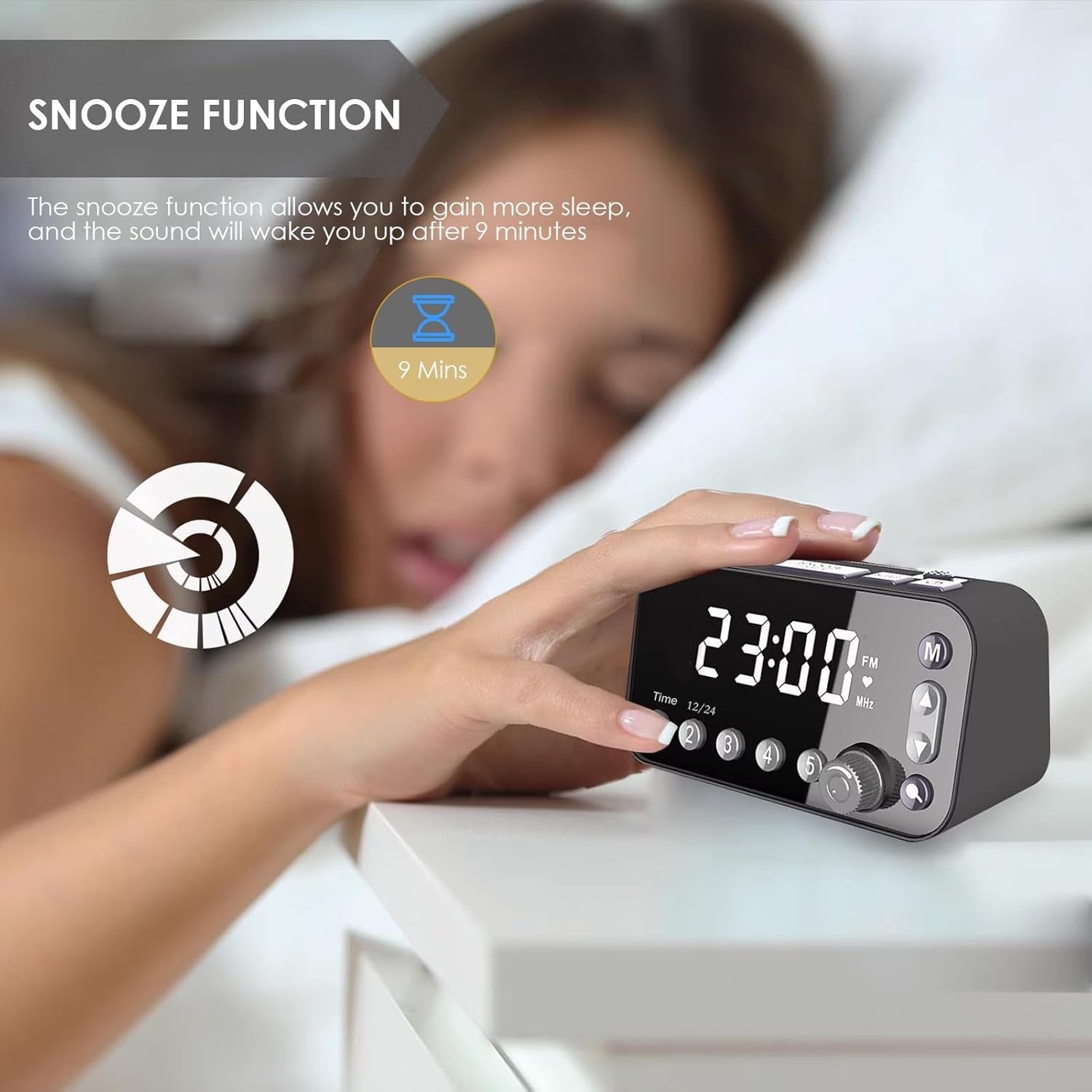 Black DAB FM Digital Alarm Clock Radio Dual Alarm USB Charging LED