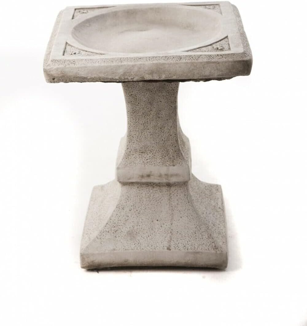 Square Stone Bird Bath | 35kg Handcrafted Frost-Proof Garden Sculpture