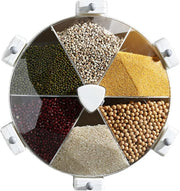 8.5L Wall Mounted Grain Dispenser 6 Grid Rotating Food Storage Box