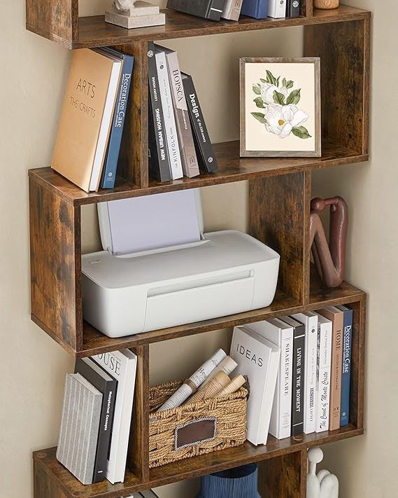 5-Tier Modern Cube Bookcase Room Divider Rustic Brown Freestanding Shelf