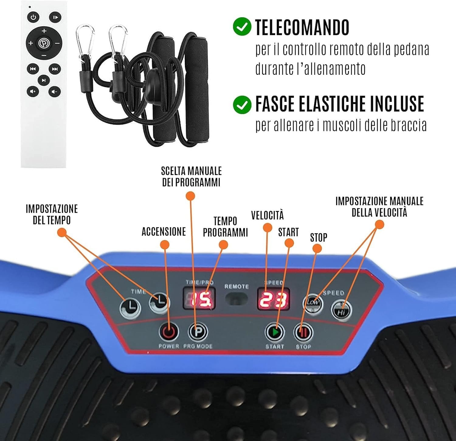 LCD Vibration Fitness Platform 9 Programs 99 Speeds Remote Bands