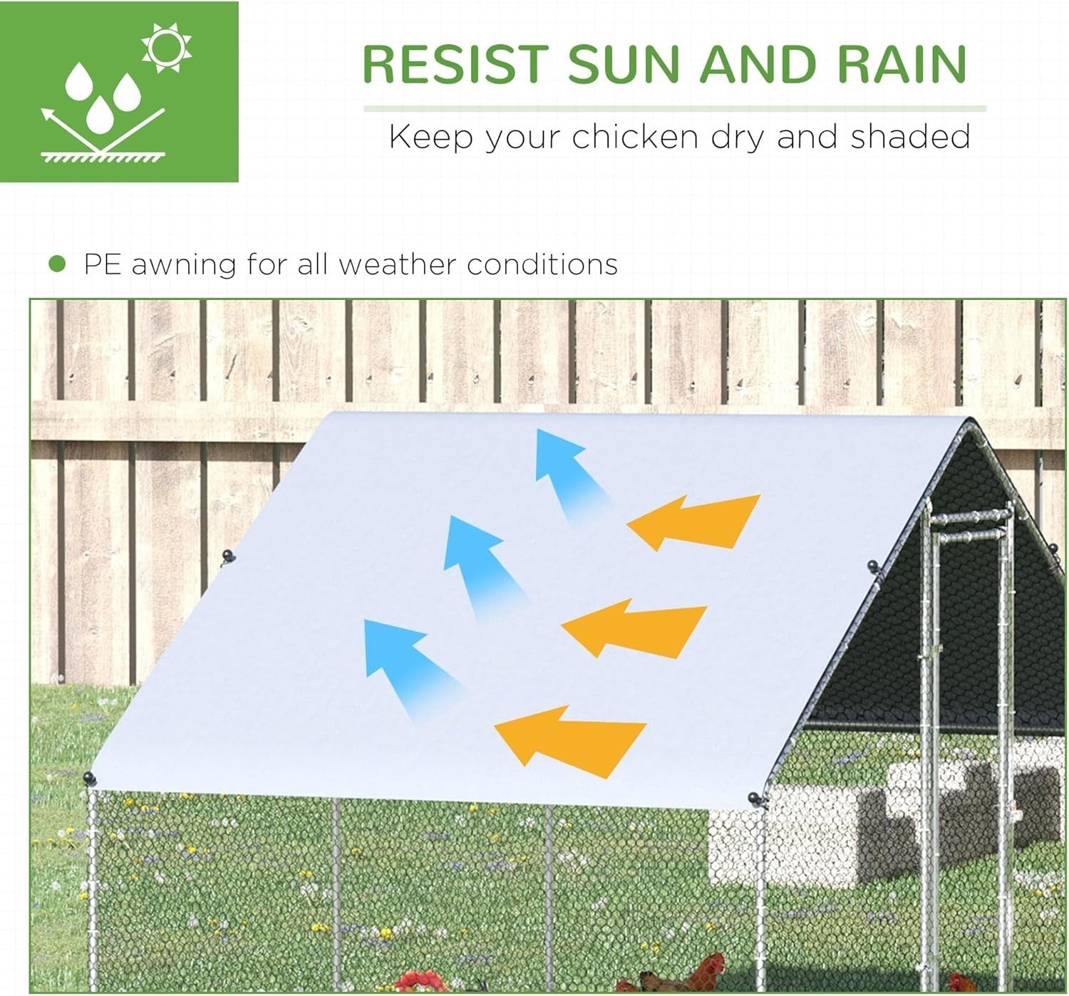 Walk In Galvanised Chicken Run Outdoor Pet Playpen with Cover 4–6 Hens