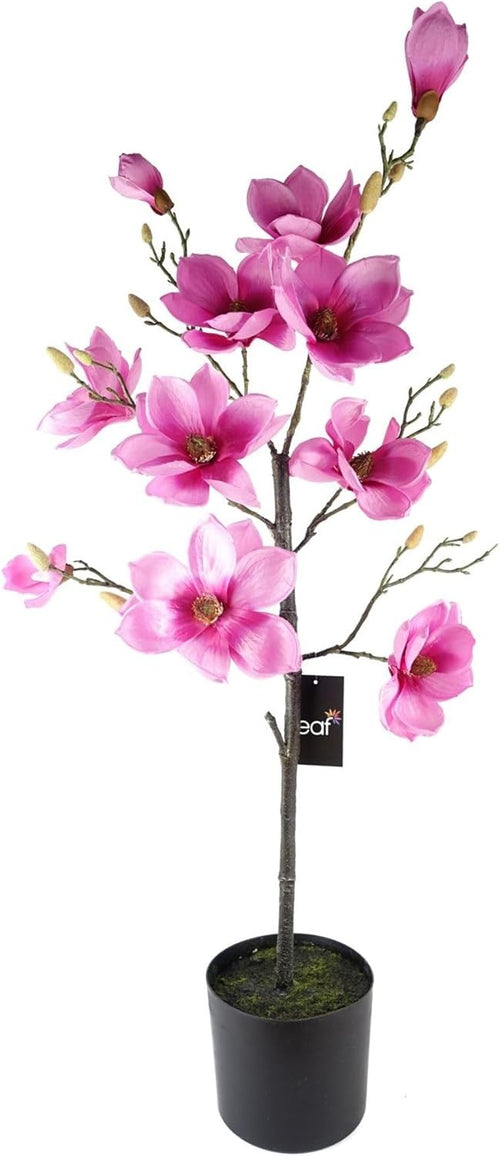110cm Artificial Pink Magnolia Blossom Tree Floral Plant in Pot Home Decoration