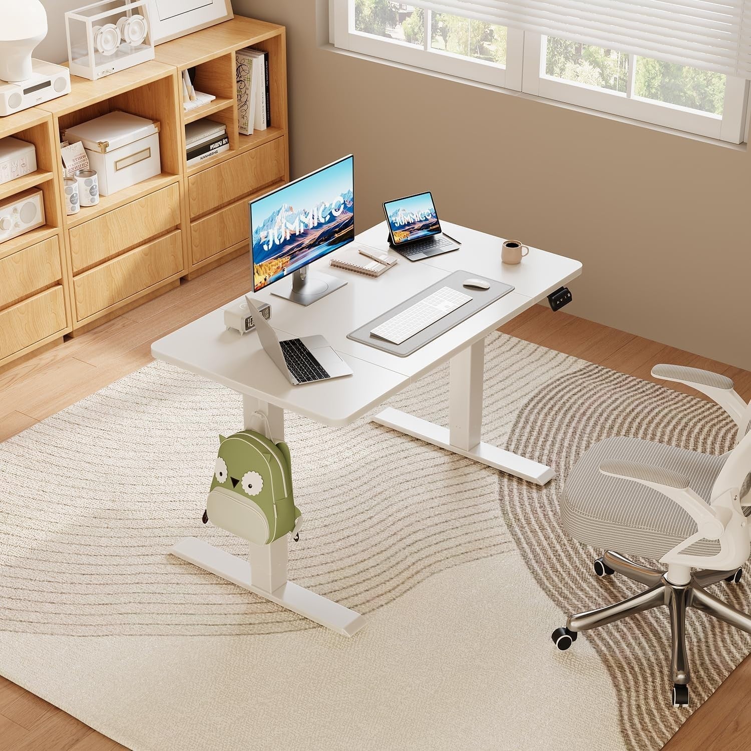 Electric Standing Desk 120x60cm Adjustable Sit Stand Table with Memory – White